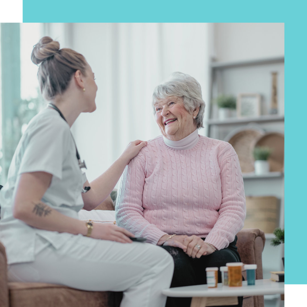elder woman with in-home caregiver