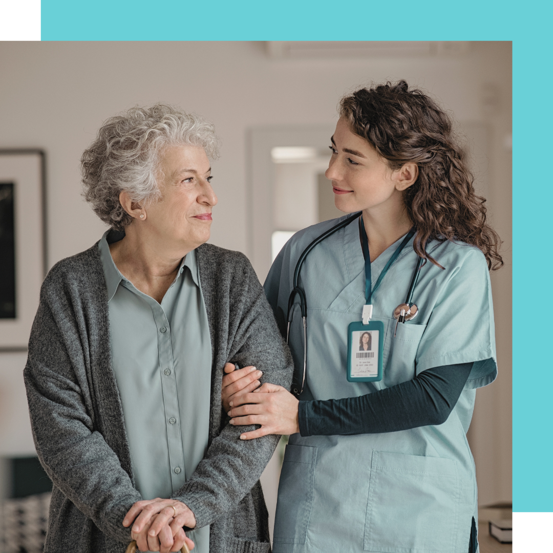 older woman with caregiver