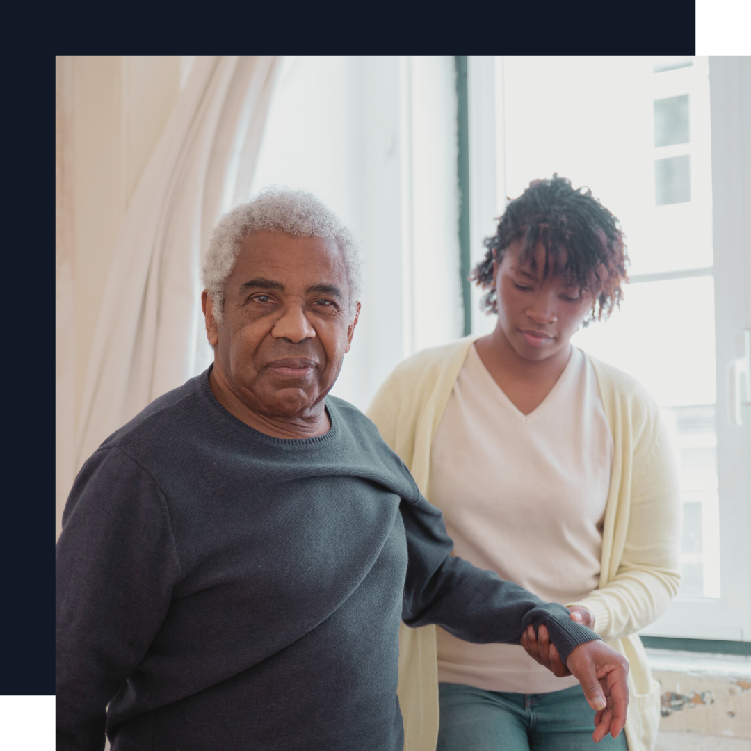 elder man with caregiver