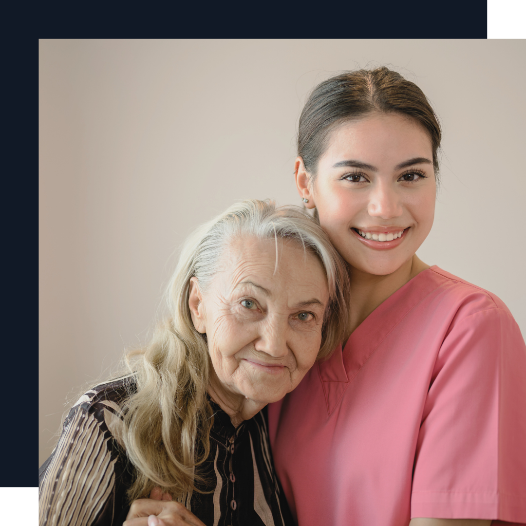 A caregiver hugging their patient