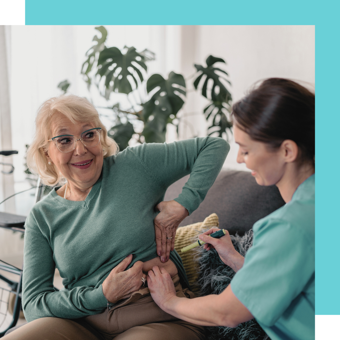 A caregiver giving their patient a shot