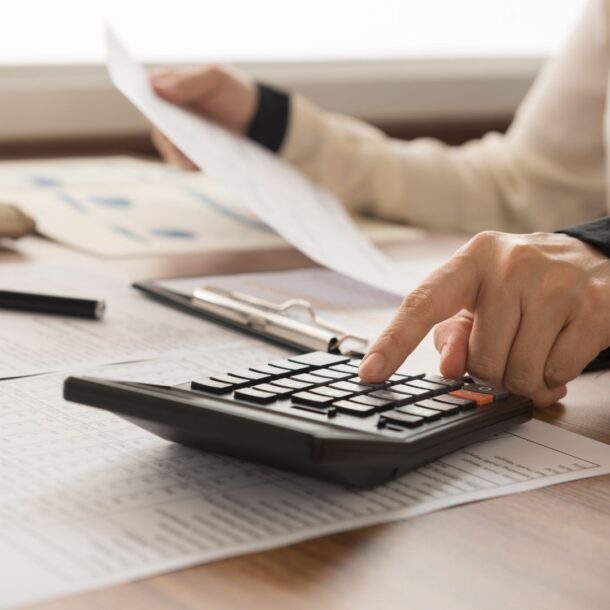 Using a calculator to check finances